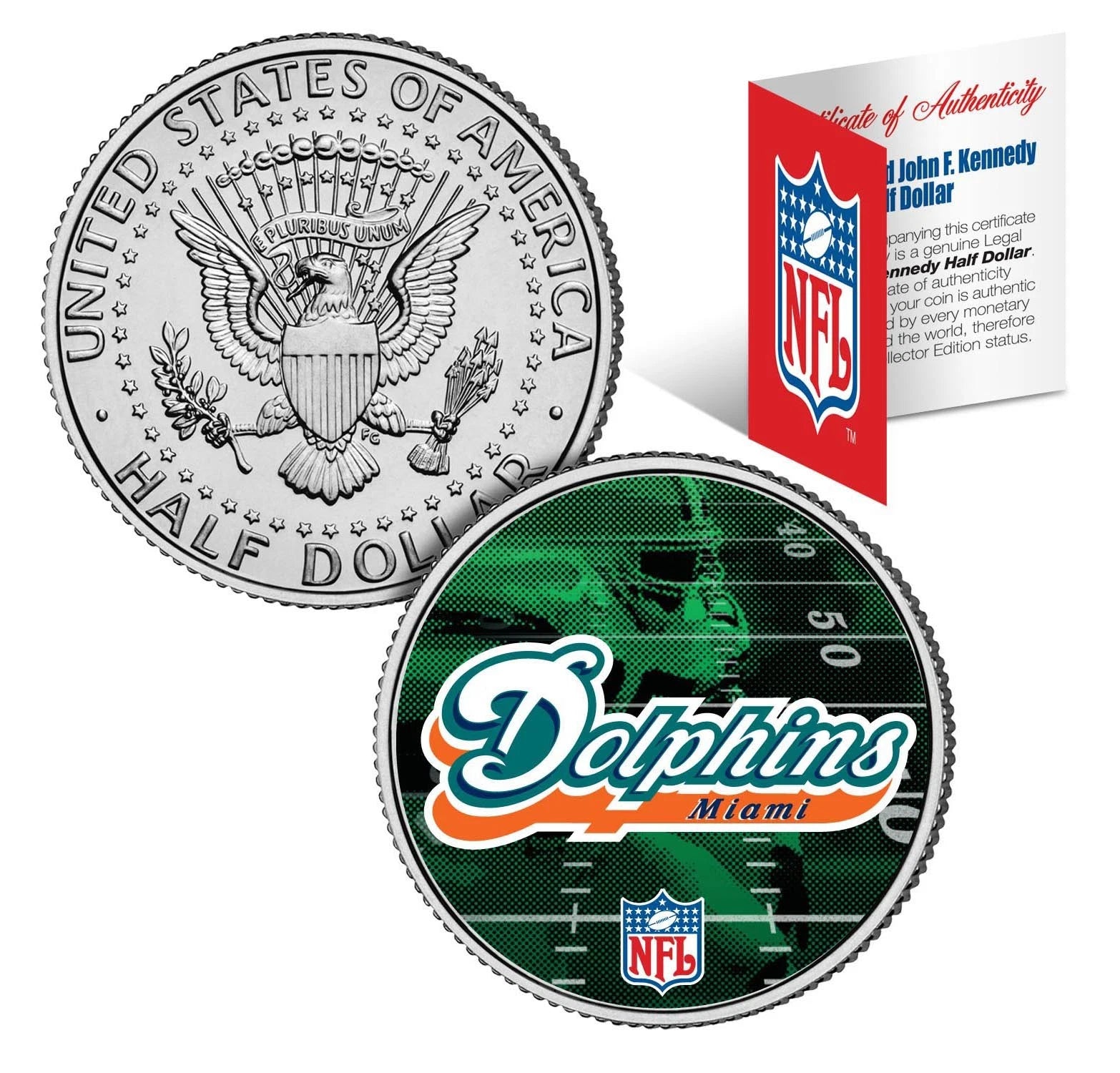 MIAMI DOLPHINS Field JFK Kennedy Half Dollar US Colorized Coin * NFL Licensed *-1