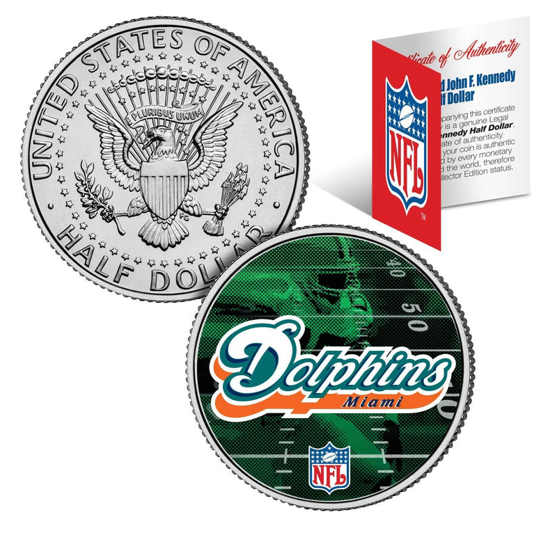 MIAMI DOLPHINS Field JFK Kennedy Half Dollar US Colorized Coin * NFL Licensed *-1