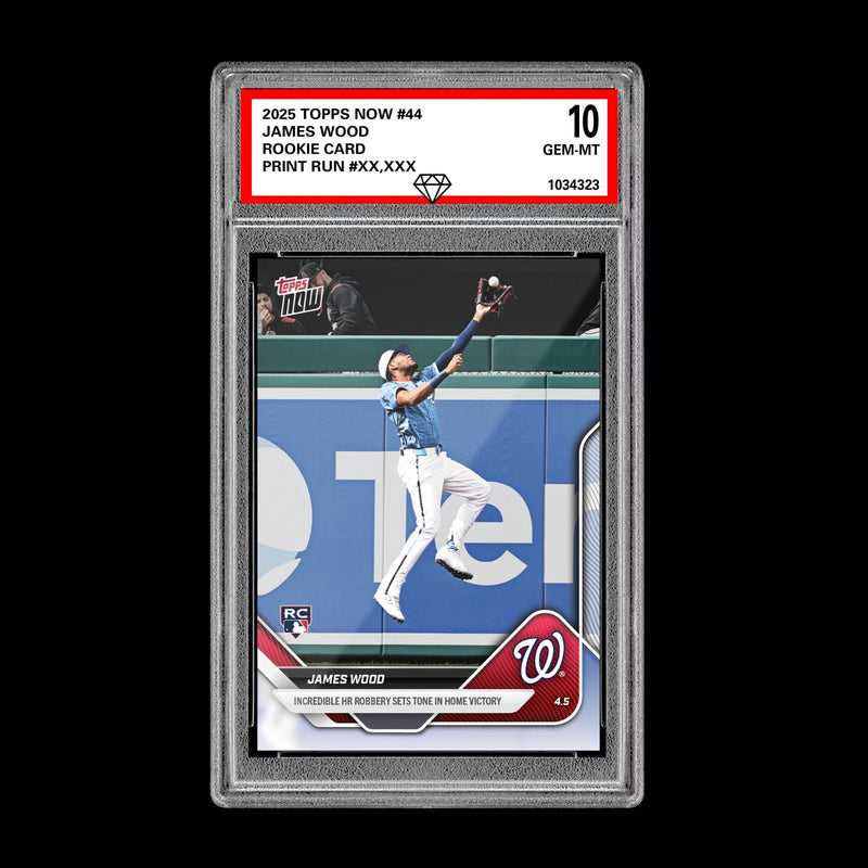 Graded 10 James Wood RC Rookie 2025 MLB TOPPS NOW Nationals Card 44-1
