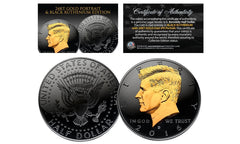 BLACKOUT EDITION 2016 JFK Half Dollar Coin BLACK RUTHENIUM w/ 24K Gold (D MINT)-1