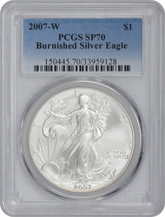 2007-W $1 American Silver Eagle Burnished SP70 PCGS-1