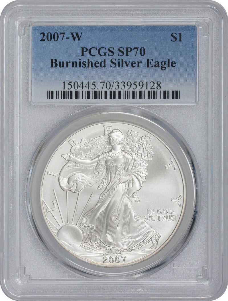 2007-W $1 American Silver Eagle Burnished SP70 PCGS-1