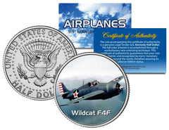 WILDCAT F4F * Airplane Series * JFK Kennedy Half Dollar Colorized US Coin-1