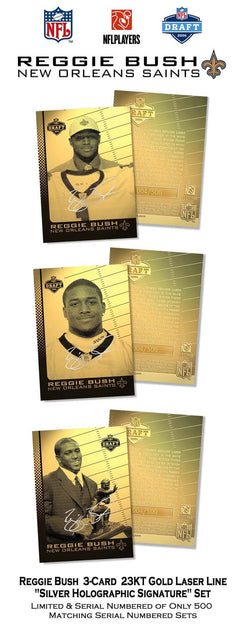 REGGIE BUSH NFL Draft 3-Card 23K GOLD CARDS Holo Signature ROOKIE Set LTD/500-1
