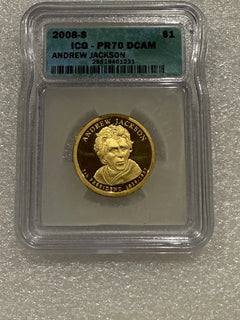 2008 S Andrew Jackson US Presidential Proof Dollar Coin ICG PR70 DCAM-2