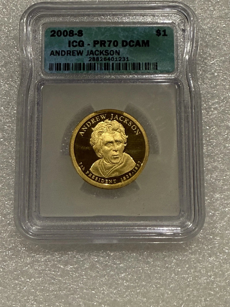 2008 S Andrew Jackson US Presidential Proof Dollar Coin ICG PR70 DCAM-2