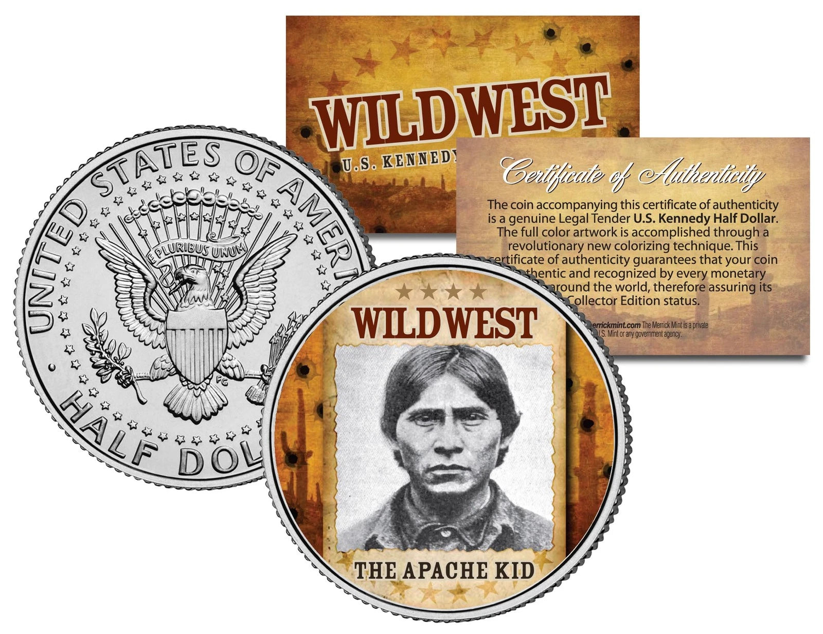 THE APACHE KID * Wild West Series * JFK Kennedy Half Dollar U.S. Coin