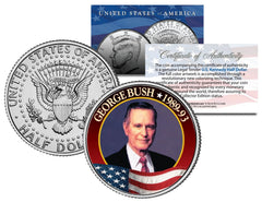 GEORGE HW BUSH President * 1989-1993 * JFK Kennedy Half Dollar Colorized US Coin-1
