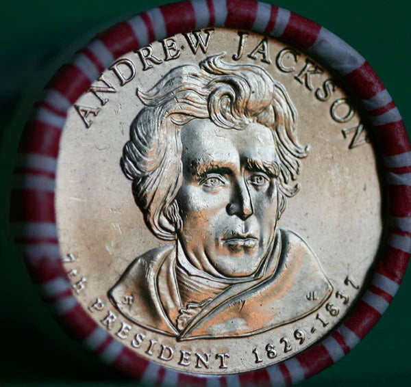 2008 P BU Andrew Jackson Presidential 25 Coin Golden Dollar Roll 7th President