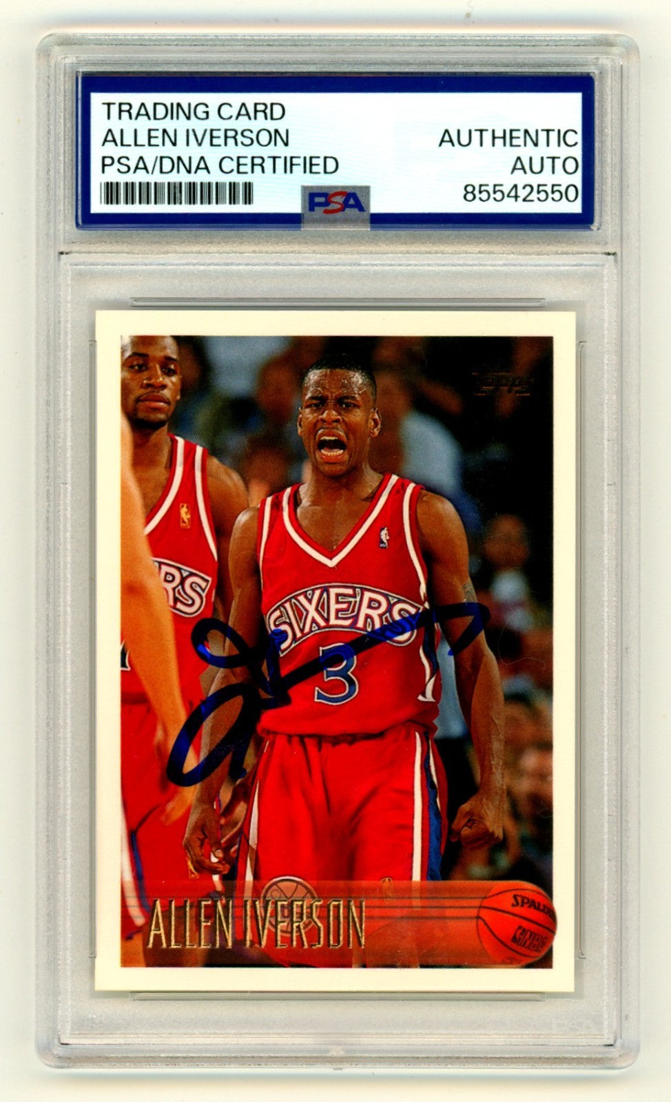 Allen Iverson 1996-97 Topps #171 Signed Rookie RC PSA Authentic Auto Sixers HOF