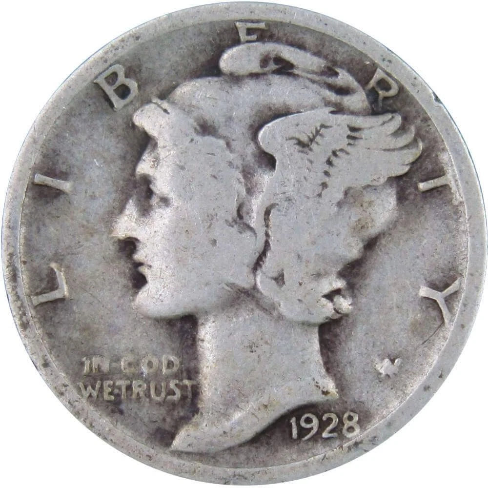 1928 Mercury Dime VG Very Good Silver 10c Coin-1