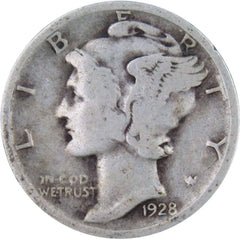 1928 Mercury Dime VG Very Good Silver 10c Coin-1