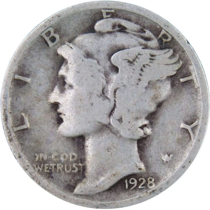 1928 Mercury Dime VG Very Good Silver 10c Coin-1