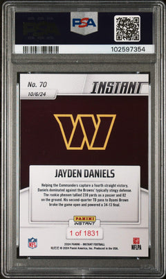 Graded 2024 Panini Instant NFL Jayden Daniels #70 Rookie RC Card PSA 10 Gem Mint-2