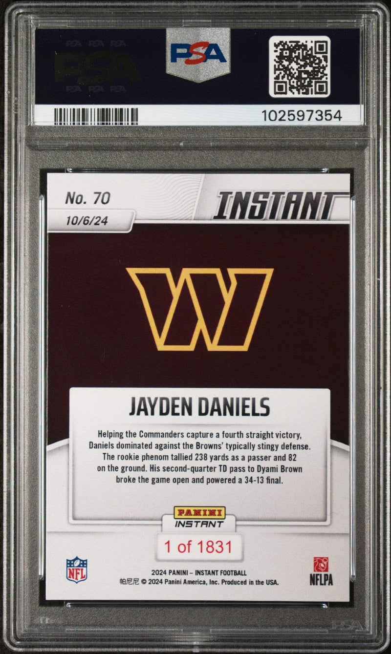 Graded 2024 Panini Instant NFL Jayden Daniels #70 Rookie RC Card PSA 10 Gem Mint-2