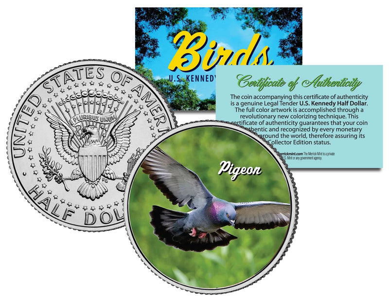 PIGEON BIRD JFK Kennedy Half Dollar US Colorized Coin-1