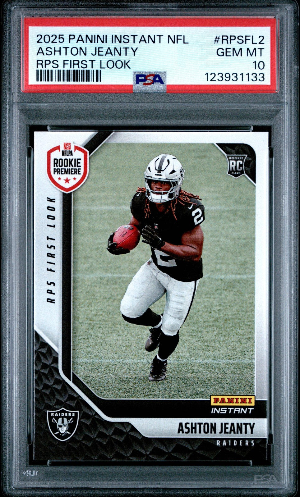 Graded 2025 Panini Ashton Jeanty #RPSFL2 RPS First Look RC Football Card PSA 10-1