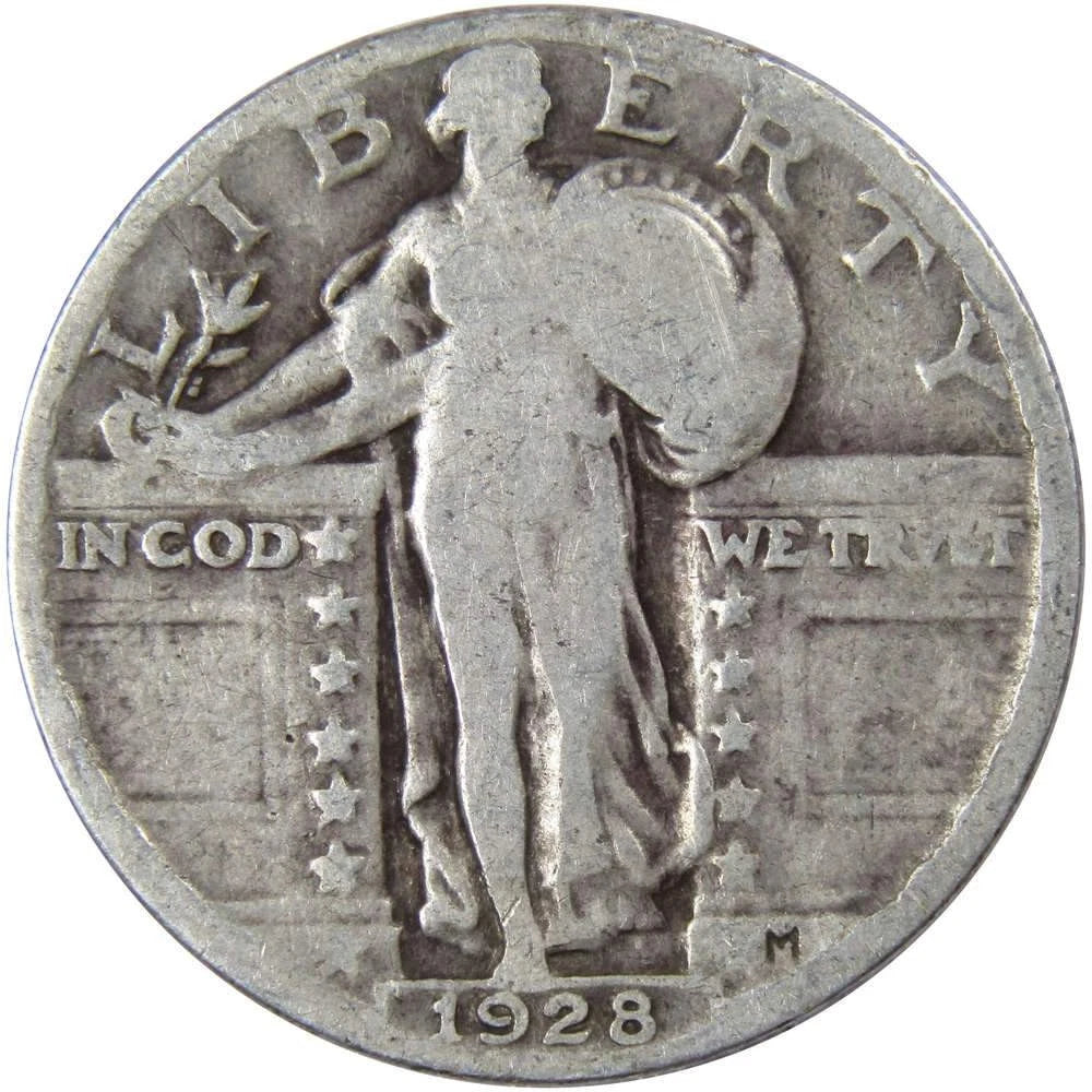 1928 Standing Liberty Quarter G Good 90% Silver 25c US Type Coin Collectible-1