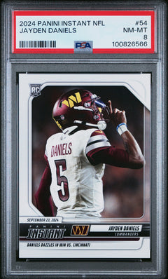 PSA 8 Jayden Daniels Washington RC Rookie #54 2024 Panini Instant Nfl-1