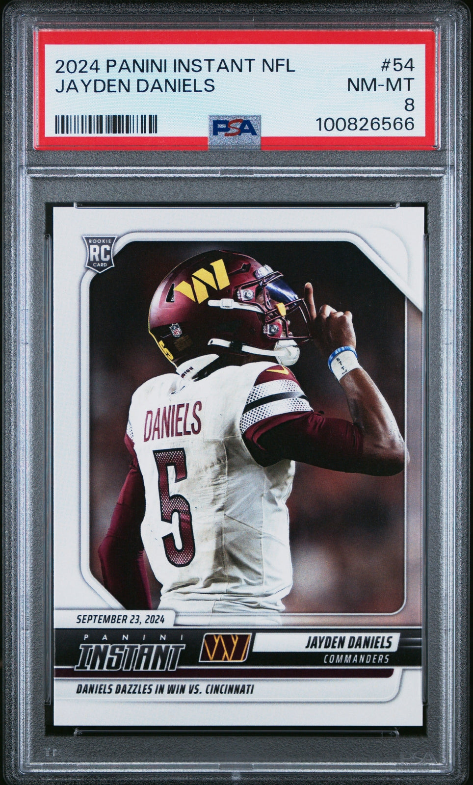 PSA 8 Jayden Daniels Washington RC Rookie #54 2024 Panini Instant Nfl