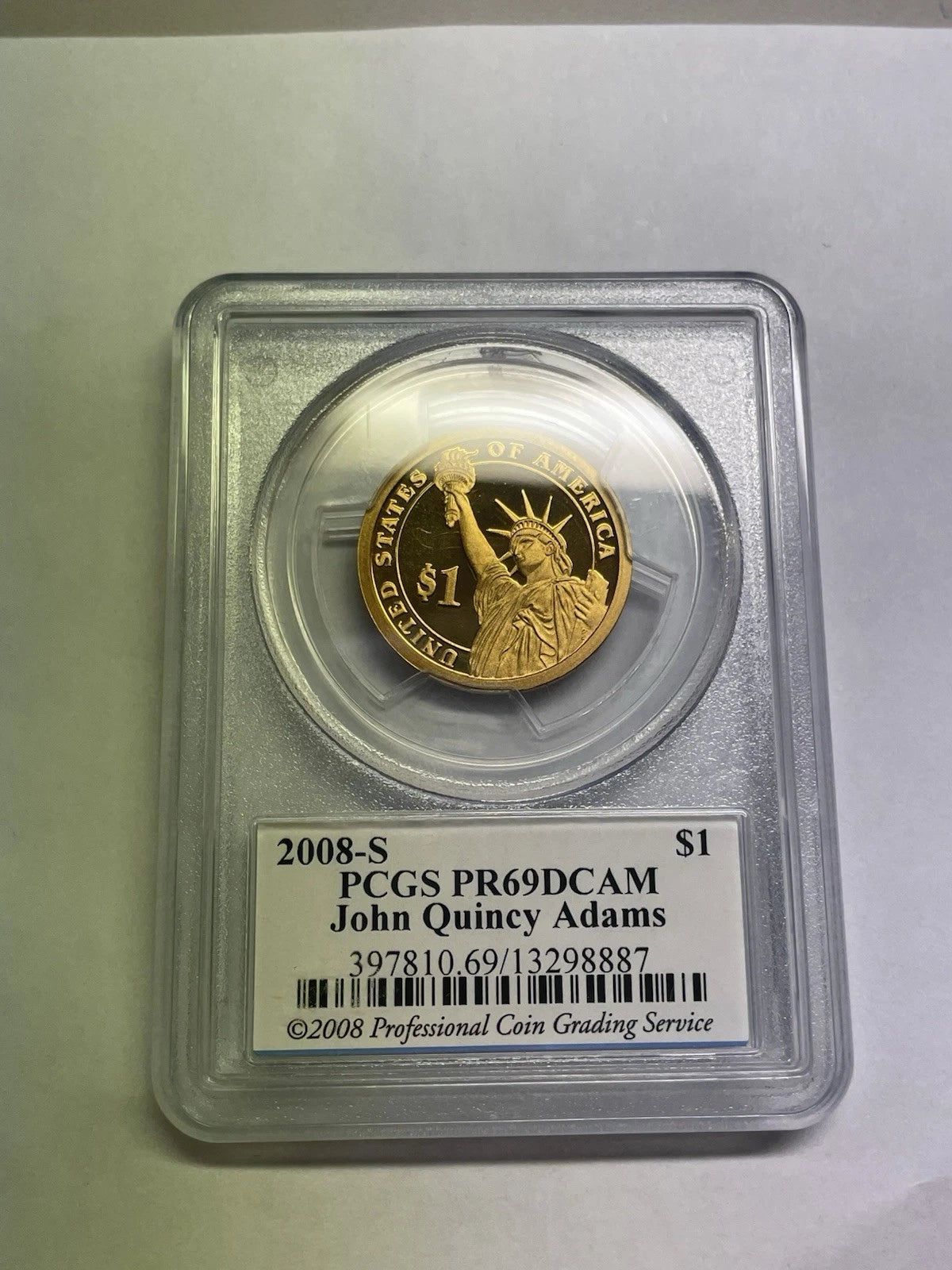 2008-S John Quincy Adams One Dollar PCGS- PR 69 D CAM.-7