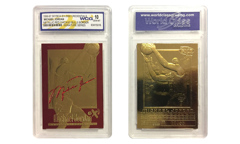 1996-97 MICHAEL JORDAN SKYBOX EX-2000 CREDENTIALS 23K GOLD CARD GEM-MINT 10 RED-2
