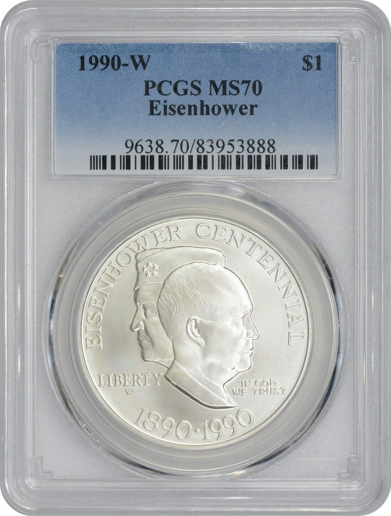1990-W Eisenhower Ike Silver Commemorative Dollar MS70 PCGS Mint State 70-1
