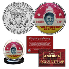 DONALD TRUMP FOR PRESIDENT 2024 Vintage Pin Style JFK Kennedy Half Dollar Coin-1