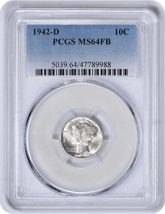 1942-D Mercury Silver Dime MS64FB PCGS-1