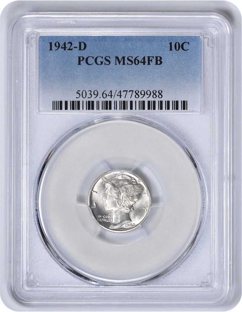 1942-D Mercury Silver Dime MS64FB PCGS-1