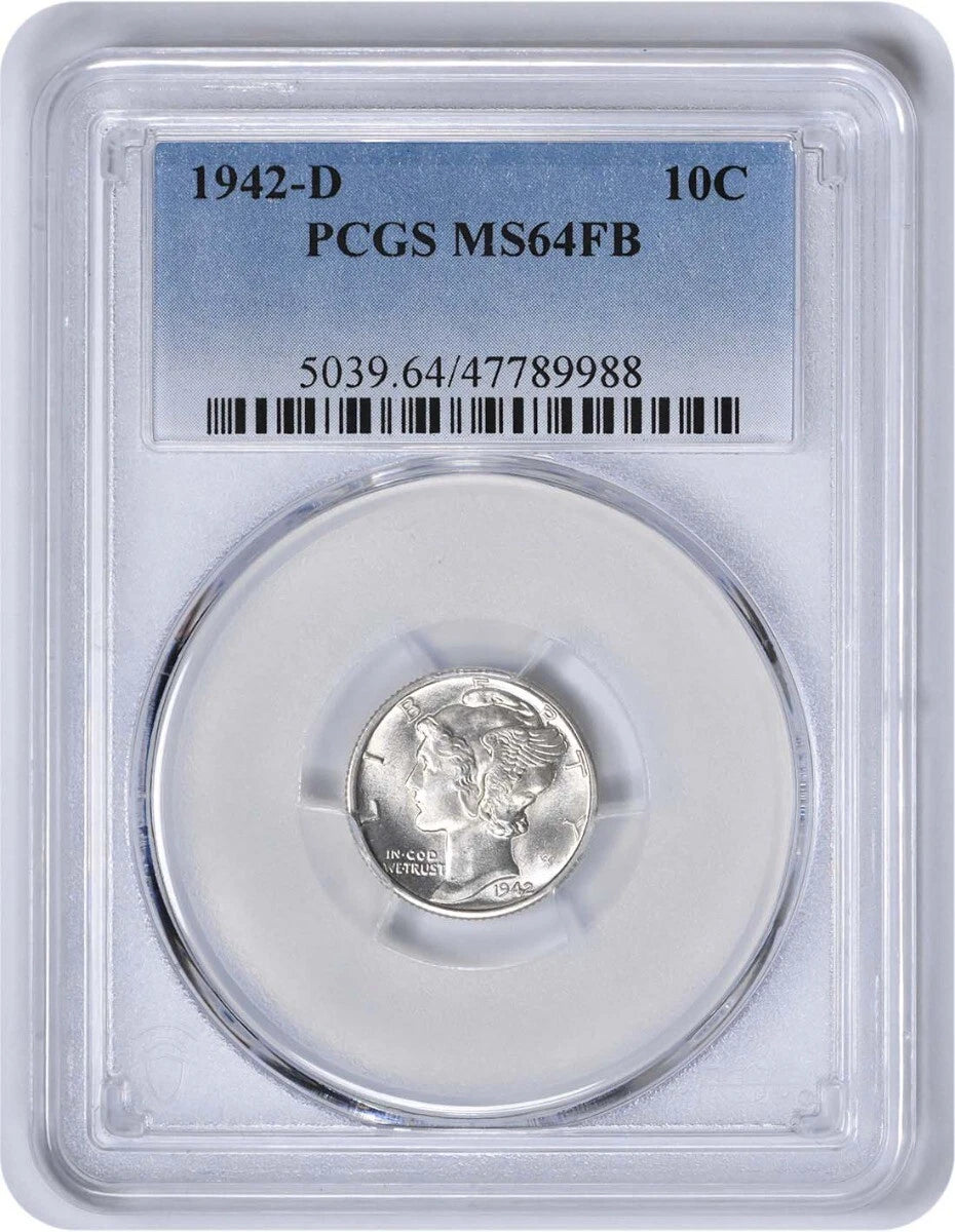 1942-D Mercury Silver Dime MS64FB PCGS