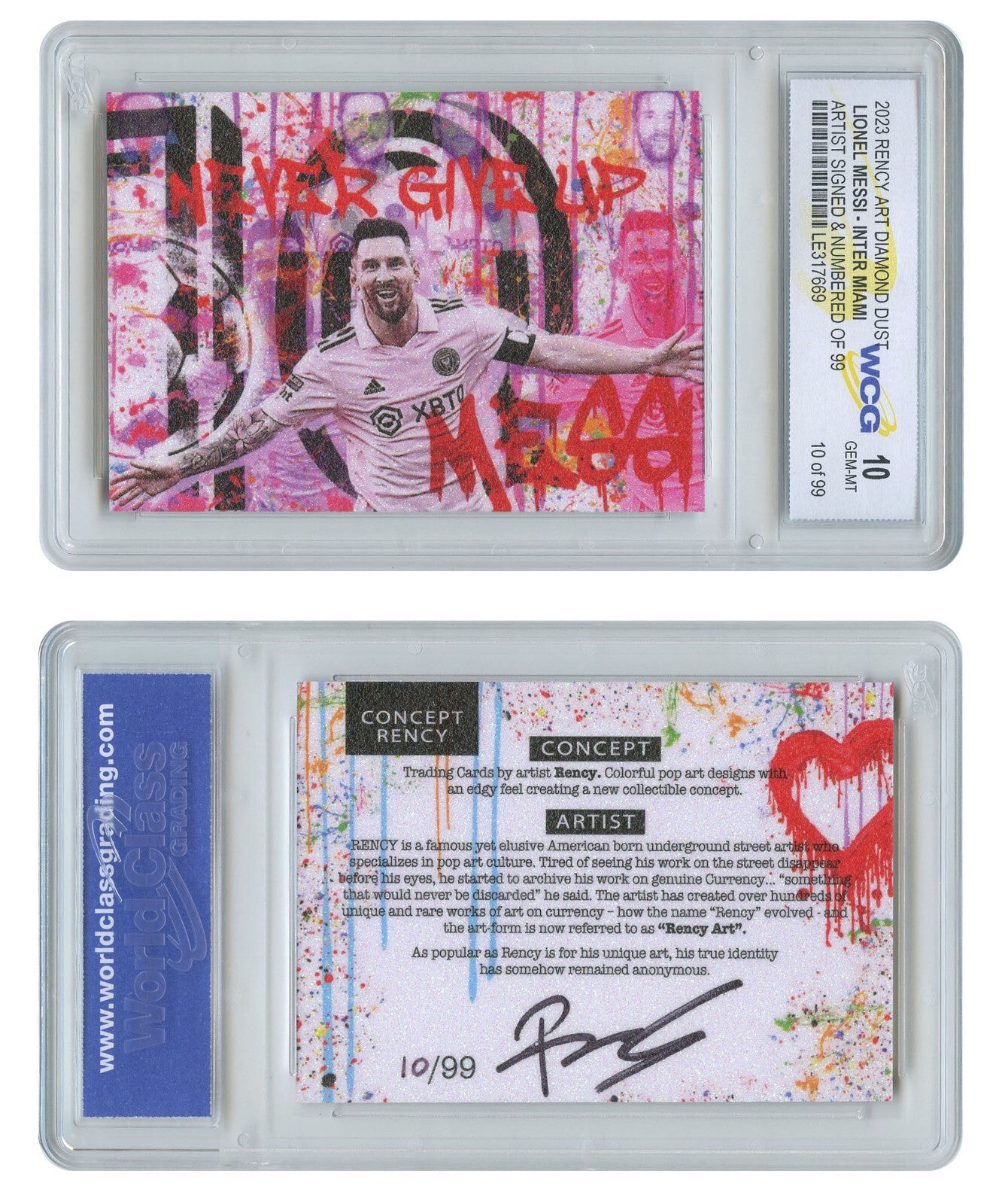 2023 Lionel Messi INTER MIAMI DD Trading Card Signed by Rency LTD # 99 - GEM 10