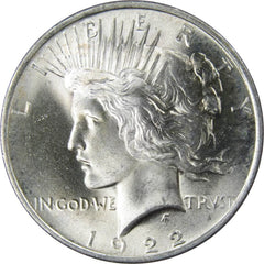 1922 Peace Dollar BU Uncirculated Mint State 90% Silver $1 US Coin Collectible-1