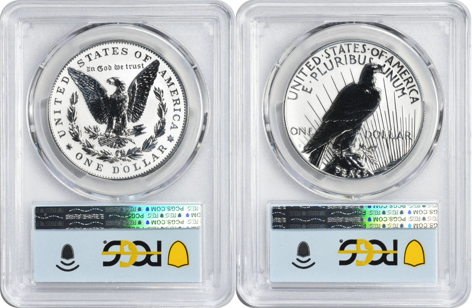 2023-S Morgan and Peace Silver Dollar 2-Coin Reverse Proof Set PR70 FDOI PCGS