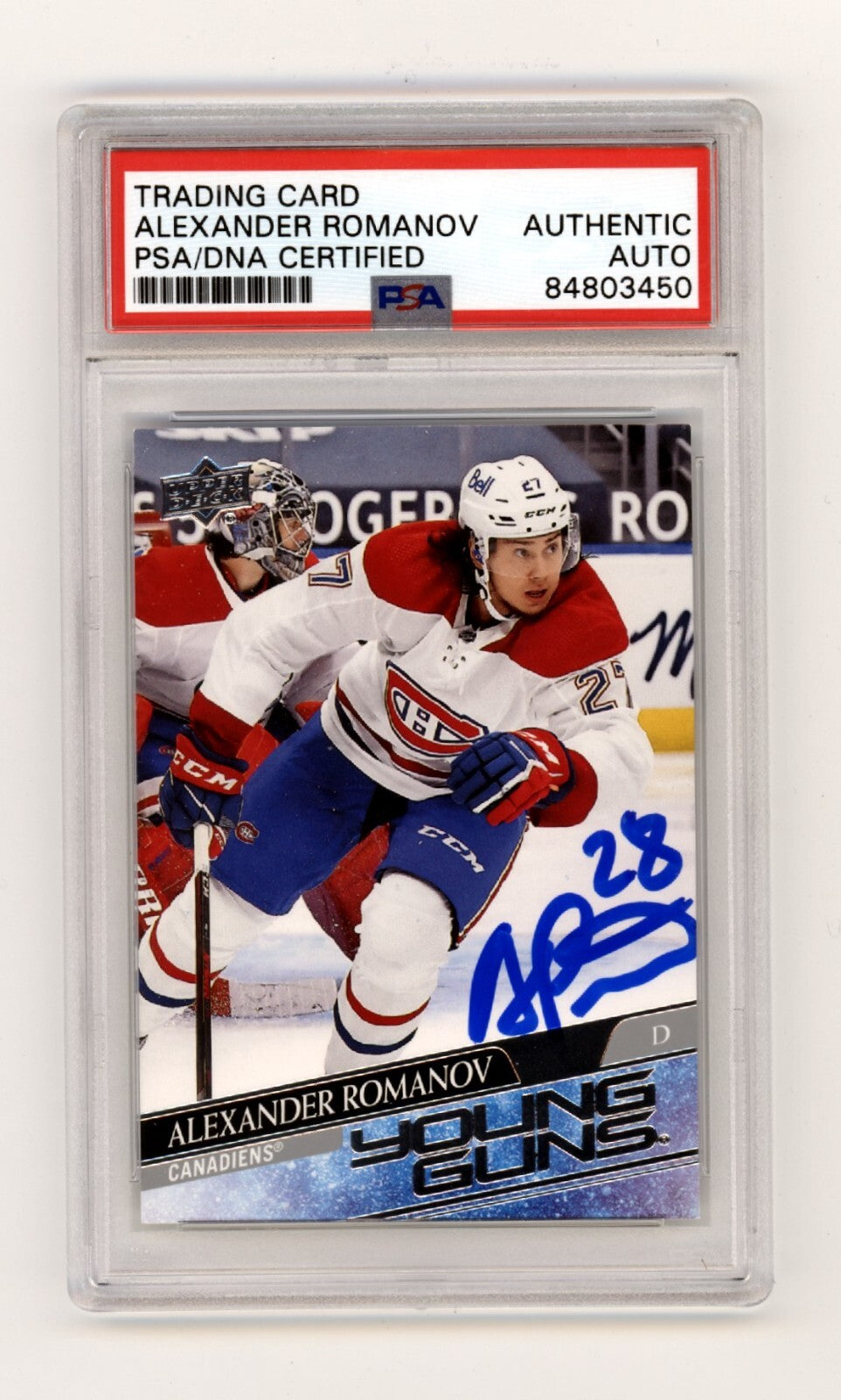 Alexander Romanov 2020-21 Upper Deck #455 Young Guns Rookie RC Signed PSA Auto-1