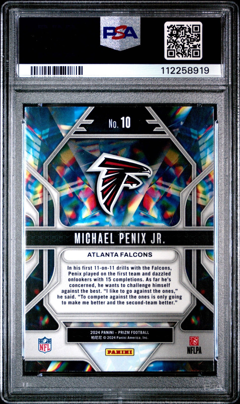 Graded 2024 Panini Prizm Michael Penix Jr #10 Prizmatic RC Football Card PSA 10-2