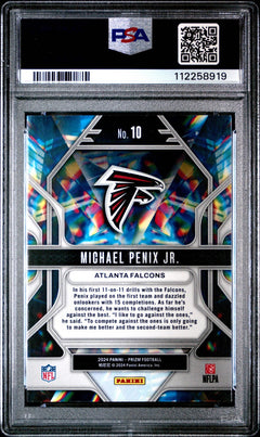 Graded 2024 Panini Prizm Michael Penix Jr #10 Prizmatic RC Football Card PSA 10-2