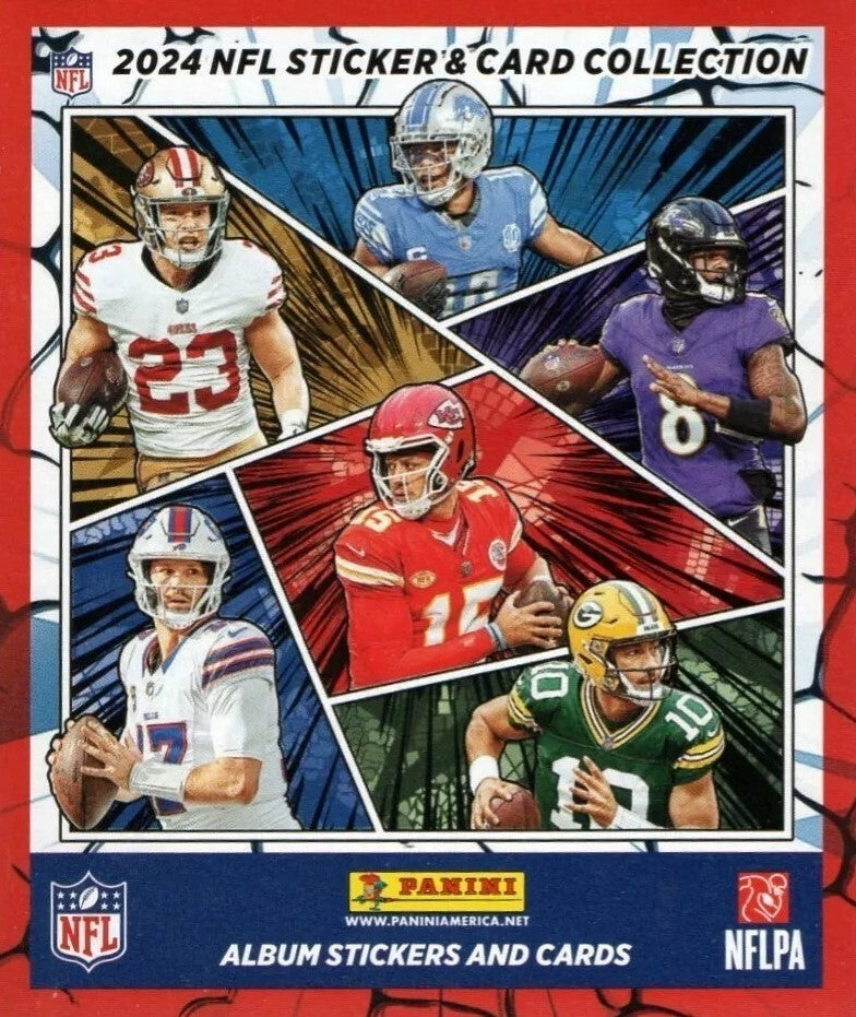 2024 Panini NFL Football Sticker Collection Box 50 Packs 250 Stickers 50 Cards-1