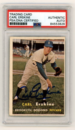 Carl Erskine 1957 Topps #252 Signed PSA Authentic Auto Brooklyn Dodgers-1