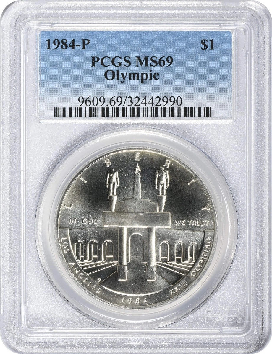 1984-P Olympic Silver Commemorative Dollar MS69 PCGS Mint State 69-1