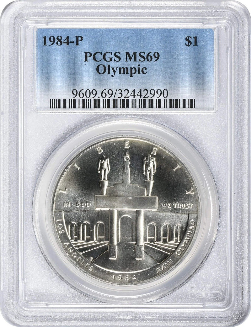 1984-P Olympic Silver Commemorative Dollar MS69 PCGS Mint State 69-1