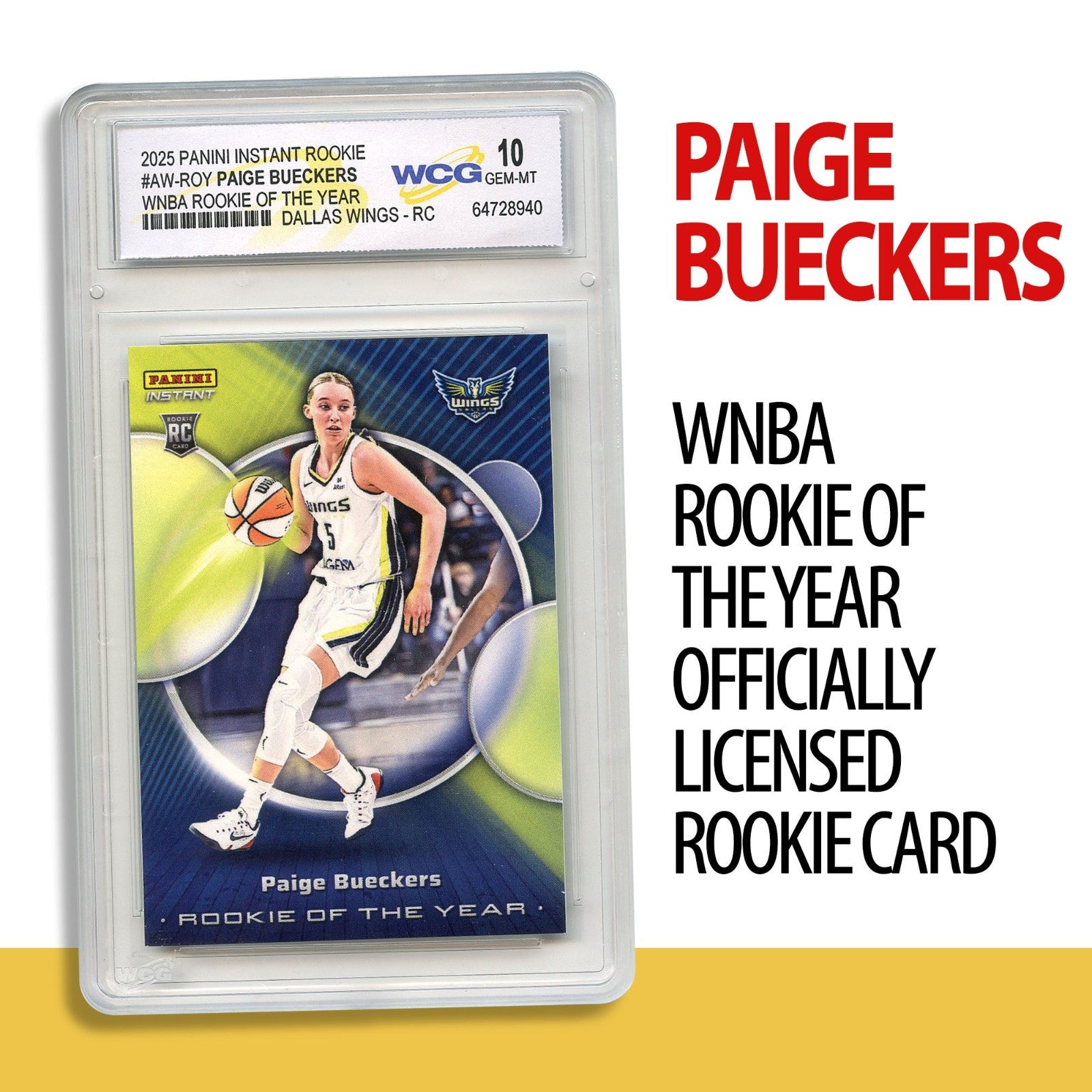 2025 Panini PAIGE BUECKERS WNBA ROOKIE OF THE YEAR Card RC #AW-ROY - GEM MINT 10-1