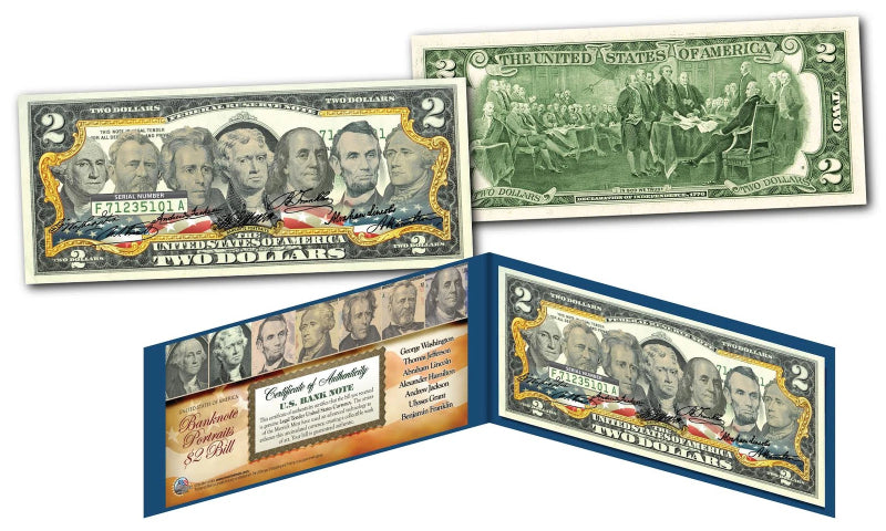 United States BANKNOTE PORTRAITS Genuine Legal Tender U.S. $2 Bill * Must See *-2