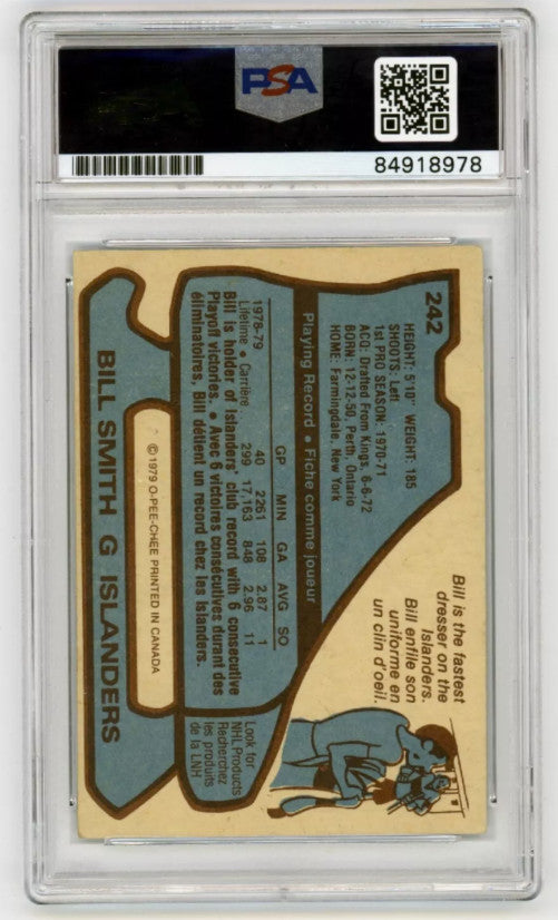 Billy Smith 1979-80 O-Pee-Chee OPC #242 Signed PSA Authentic Auto Blk Islanders