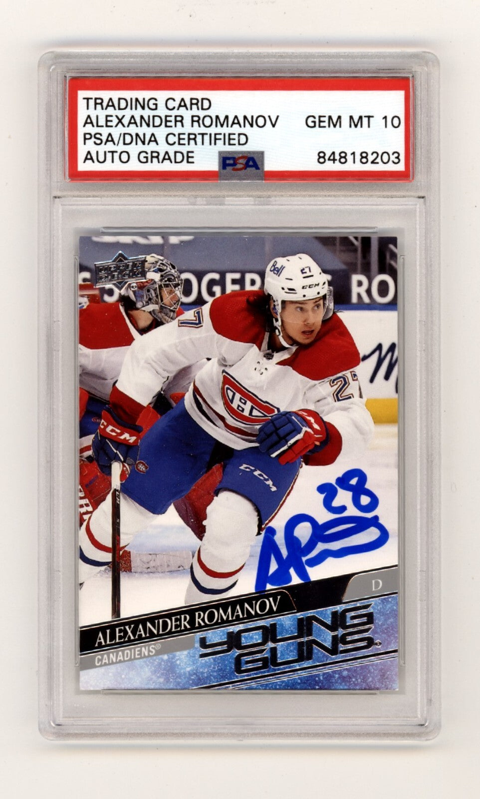 Alexander Romanov 2020-21 Upper Deck 455 Young Guns Rookie RC Signed PSA 10 Auto-1