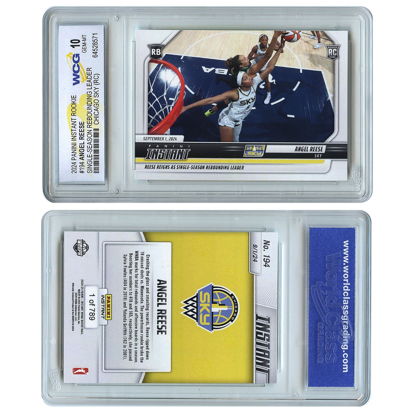 2024 Panini ANGEL REESE Rebounding Leader ROOKIE CARD #194 - Graded GEM MINT 10-4