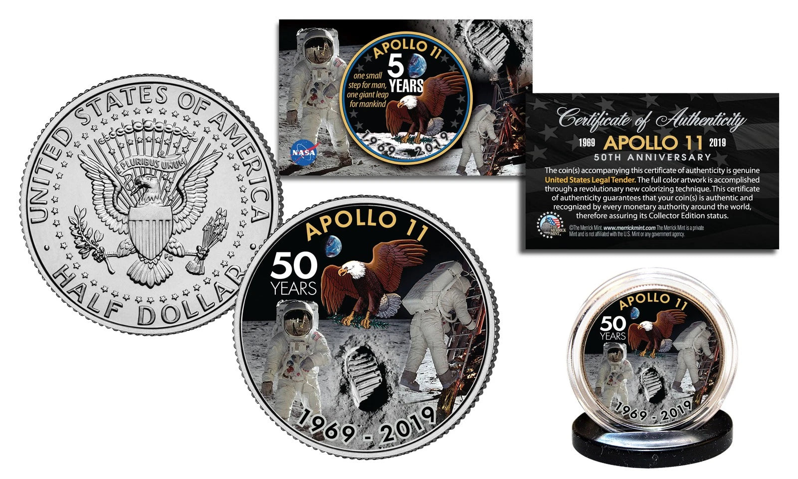 APOLLO 11 50th Anniversary Man on Moon Genuine JFK Kennedy Half Dollar US Coin-1