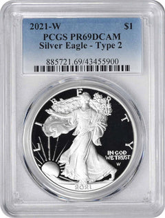 2021-W $1 American Silver Eagle Type 2 PR69DCAM PCGS-1