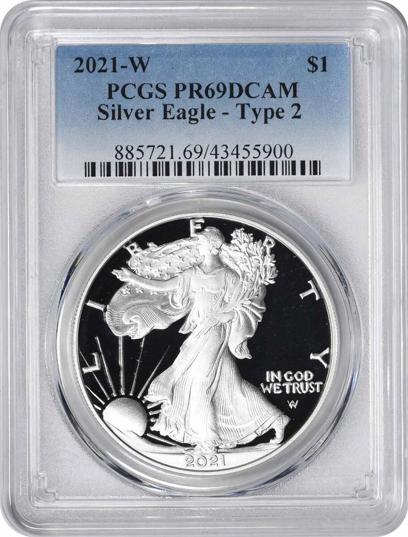 2021-W $1 American Silver Eagle Type 2 PR69DCAM PCGS-1