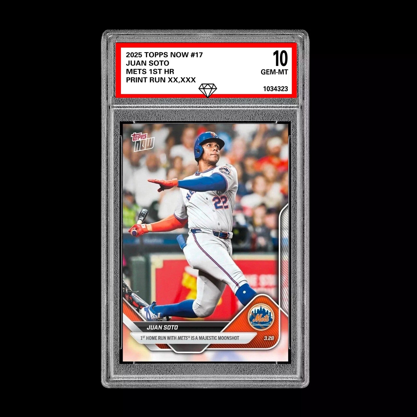 Graded 10 Juan Soto #17 2025 MLB Topps Now New York Mets 1st Home Run